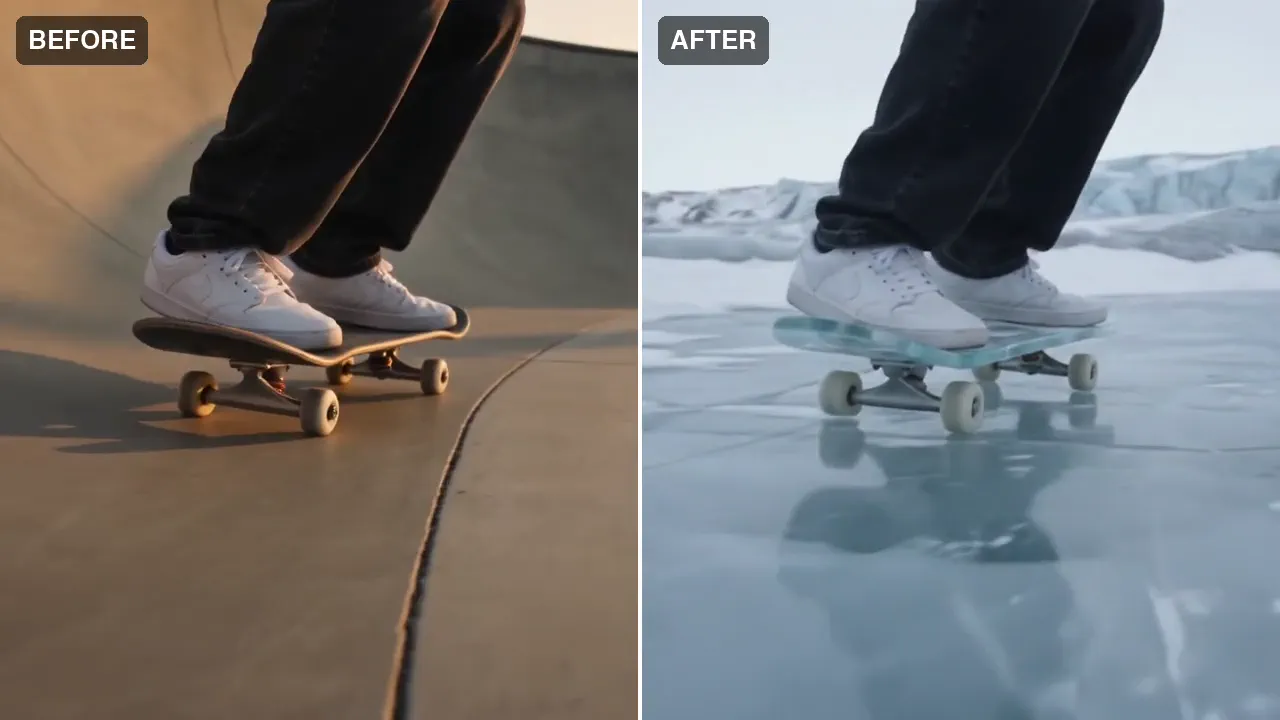 Same rider, same trick, same timing. The bowl becomes an arctic glacier.