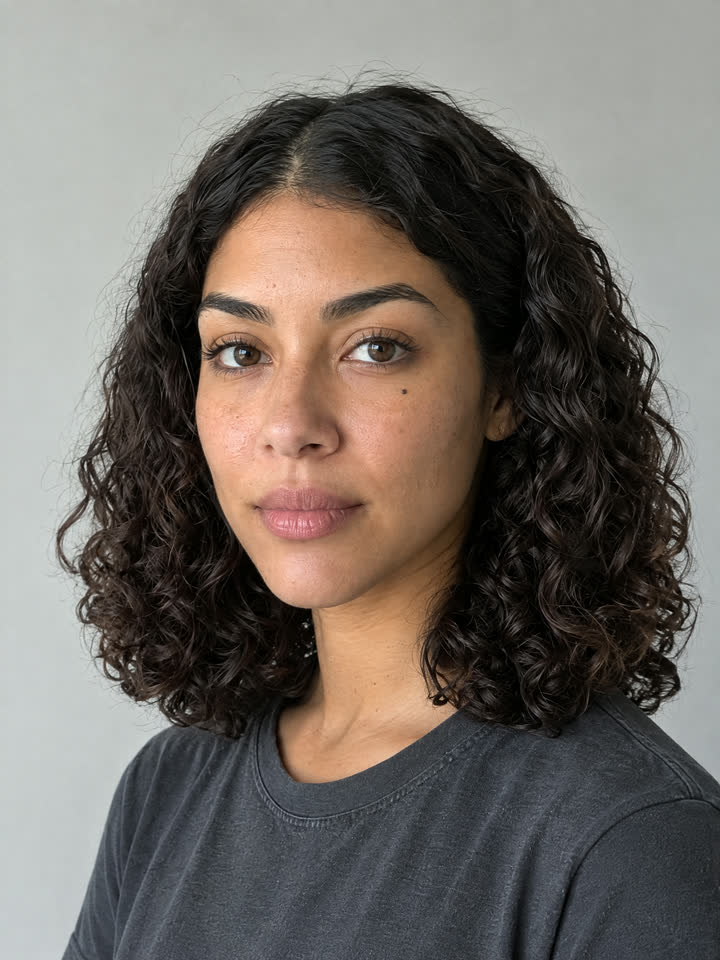 Three-quarter reference of Nora Vale, an invented character.