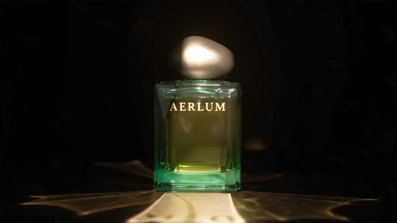 The second Swap result: a darker emerald bottle with faceted edges and a pebble cap in the same burst of light, the lettering from the original still on its front